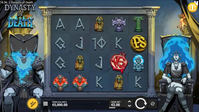 Dynasty of Death - Layar game dengan gulungan